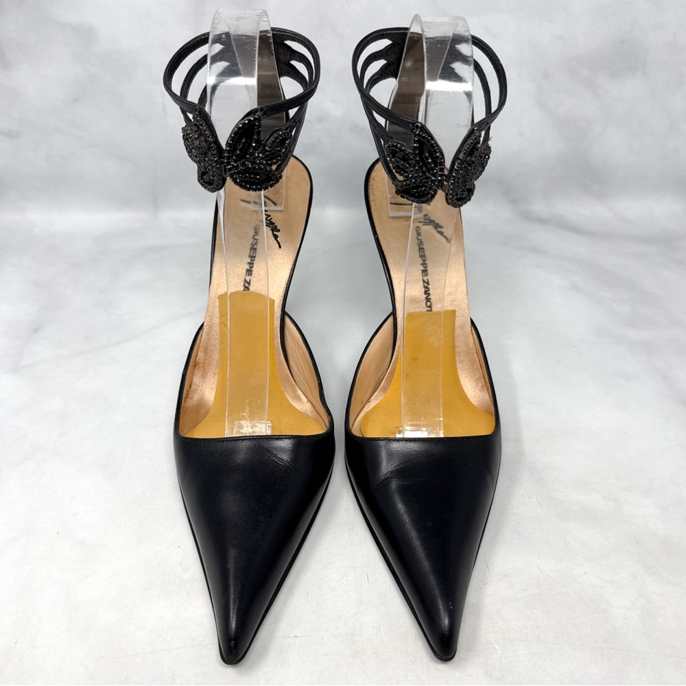 Giuseppe Zanotti Vicini Vintage 90s Y2K Rhinestone Butterfly Pointed Toe Pump 39